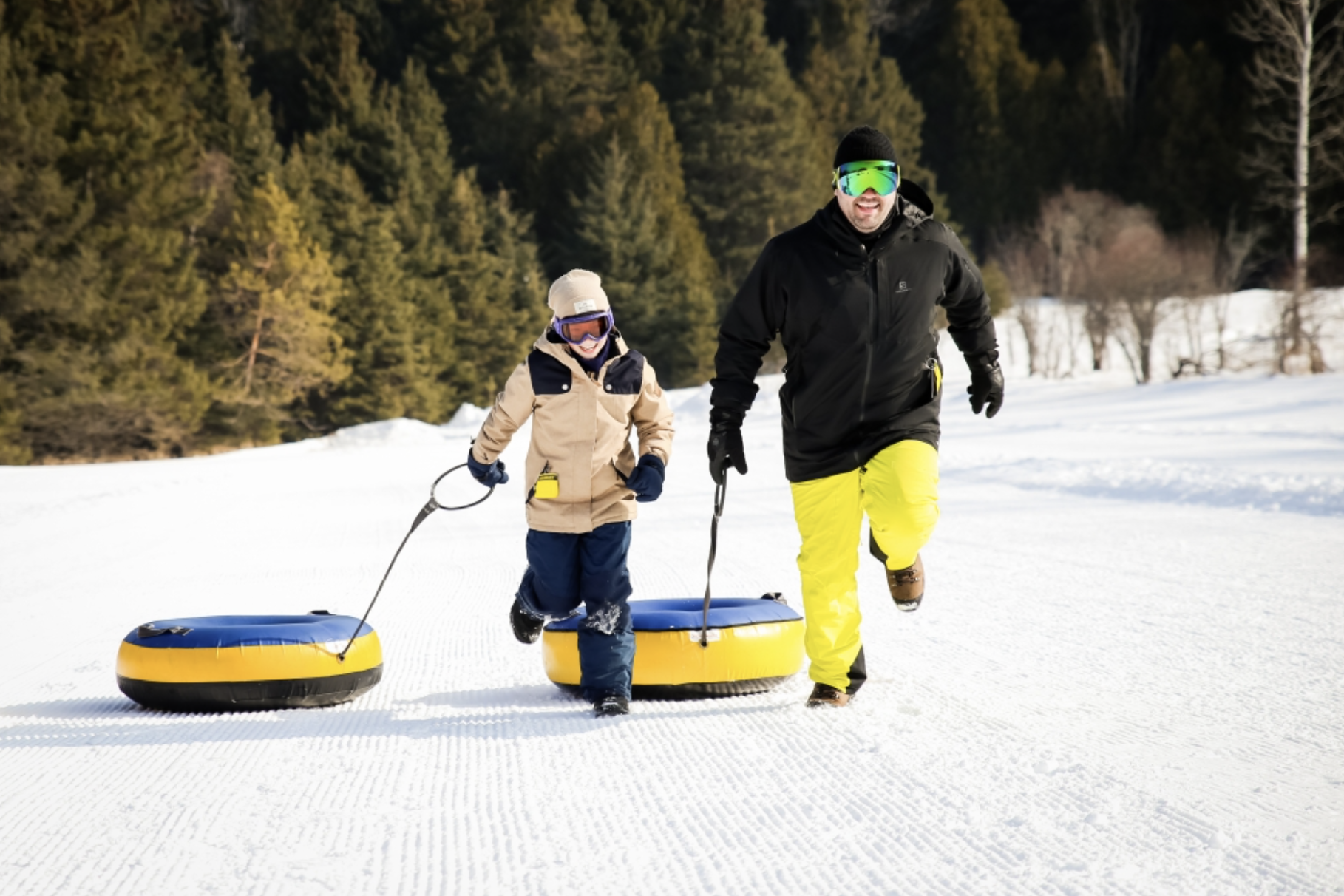 Snow tubing near Tremblant